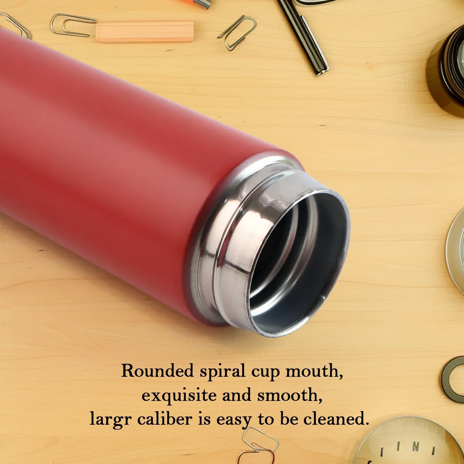 Red Smart Vacuum Insulated Water Bottle with LED Display - 500ML - Detailed Feature View 3