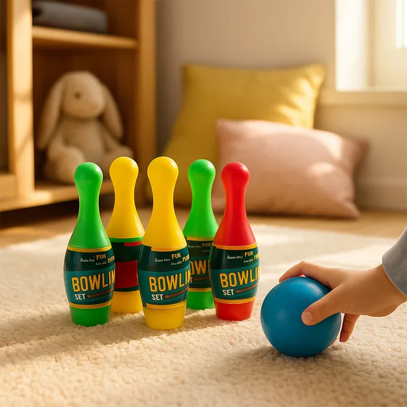 Aditi Kids Indoor Bowling Set with Colorful Pins & Soft Balls - Detailed Feature View 1