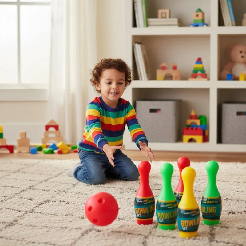 Aditi Kids Indoor Bowling Set with Colorful Pins & Soft Balls - Detailed Feature View 2