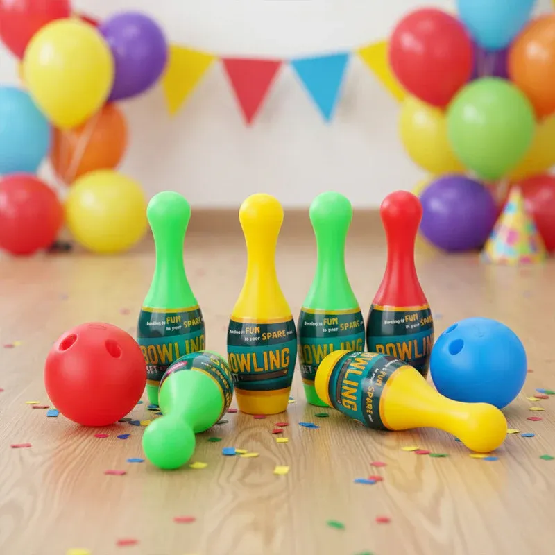 Aditi Kids Indoor Bowling Set with Colorful Pins & Soft Balls - Detailed Feature View 3