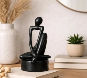 Abstract Sitting Man poly-resin Sculpture Black Modern Home Decor Showpiece