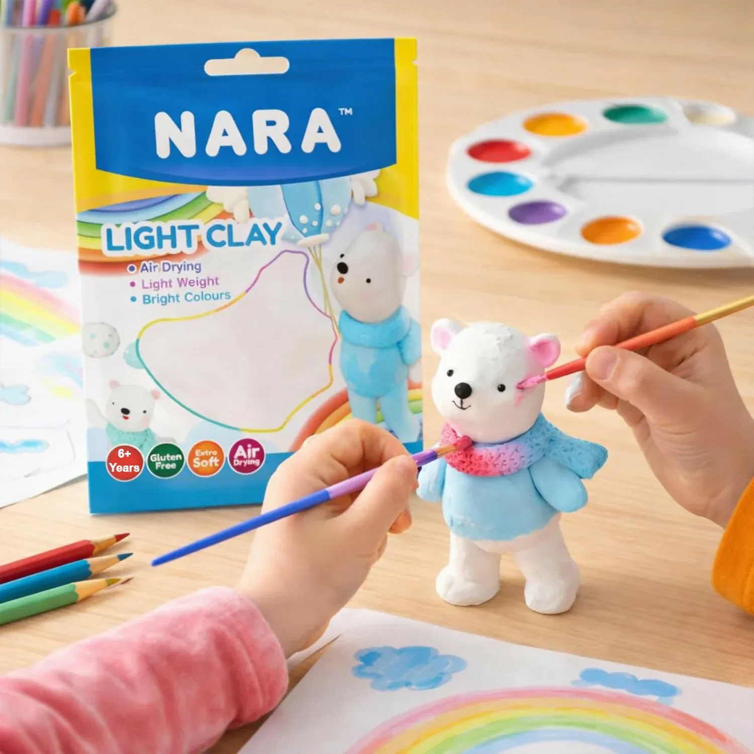 NARA Air Dry Light Clay for Kids Creative Sculpting and DIY Craft Activity - Detailed Feature View 1