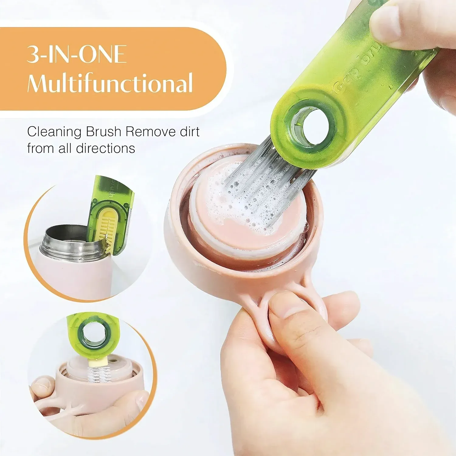Multipurpose Cleaning Brush – Dual Head Scrubber for Bottles & Straws - Detailed Feature View 5