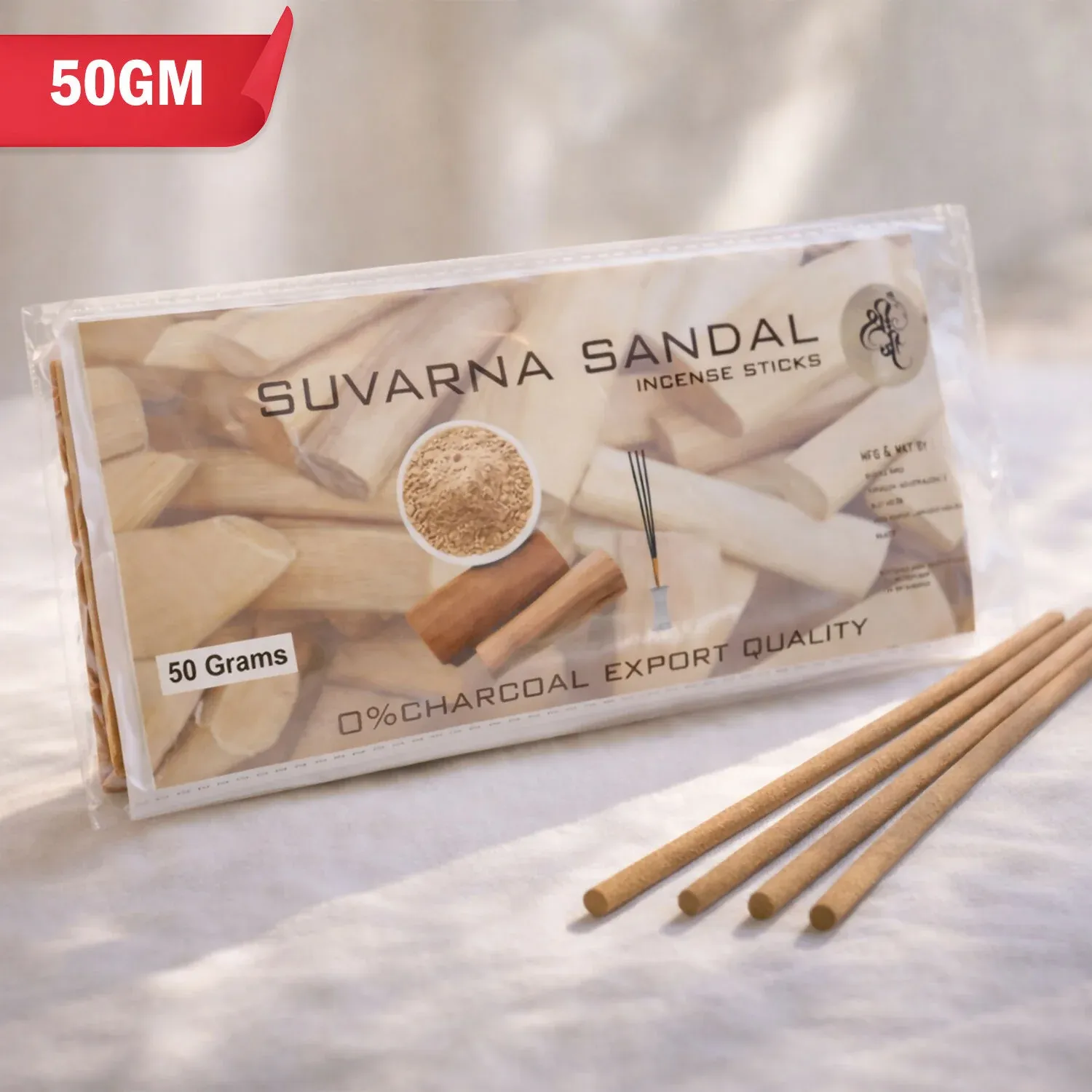 Suvarna Sandalwood Scented Incense Sticks for Pooja & Meditation - Detailed Feature View 1