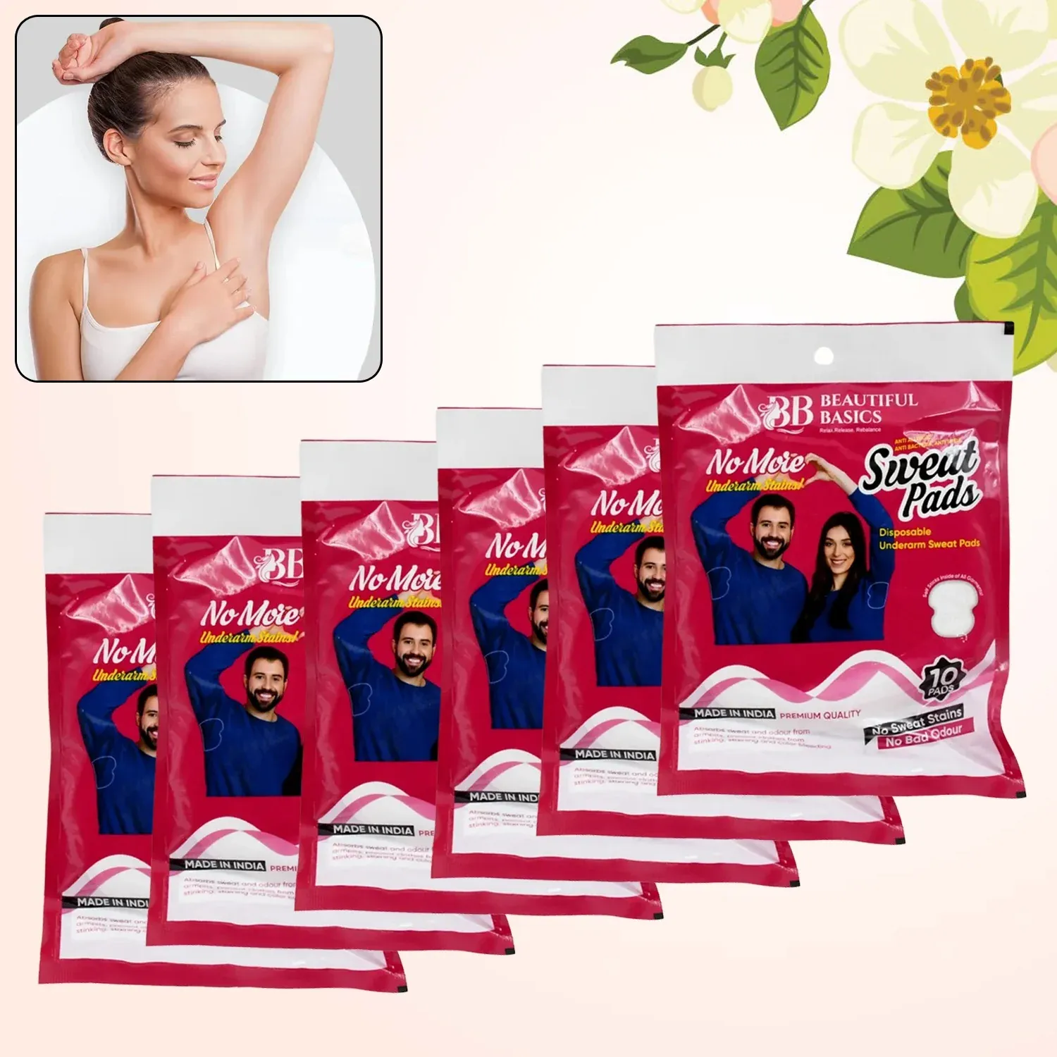 Premium Underarm Sweat Pads – Disposable, Absorbent | Beautiful Basics - Buy Online at Alikart