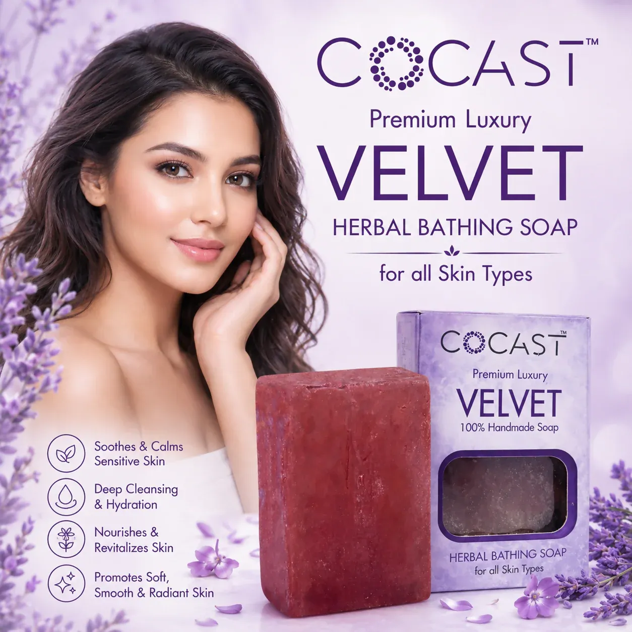 COCAST Premium Luxury Velvet Touch Herbal Bathing Soap (100gm) - Detailed Feature View 3