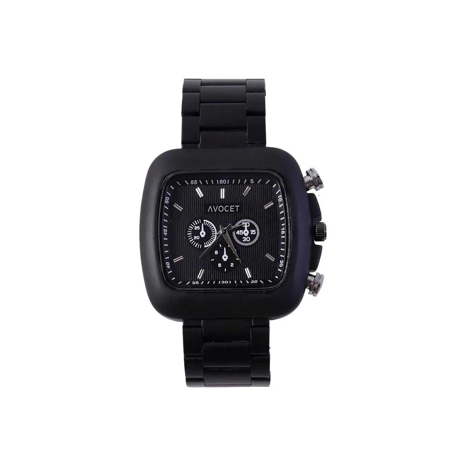 Men's Matte Black Square Dial Metal Strap Analog Wrist Watch - Detailed Feature View 5