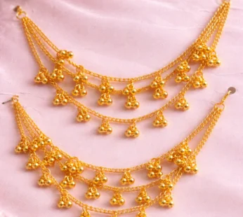 Traditional Gold-Tone Layered Anklet Set Festive Wear Dangling Charm Anklet Pair
