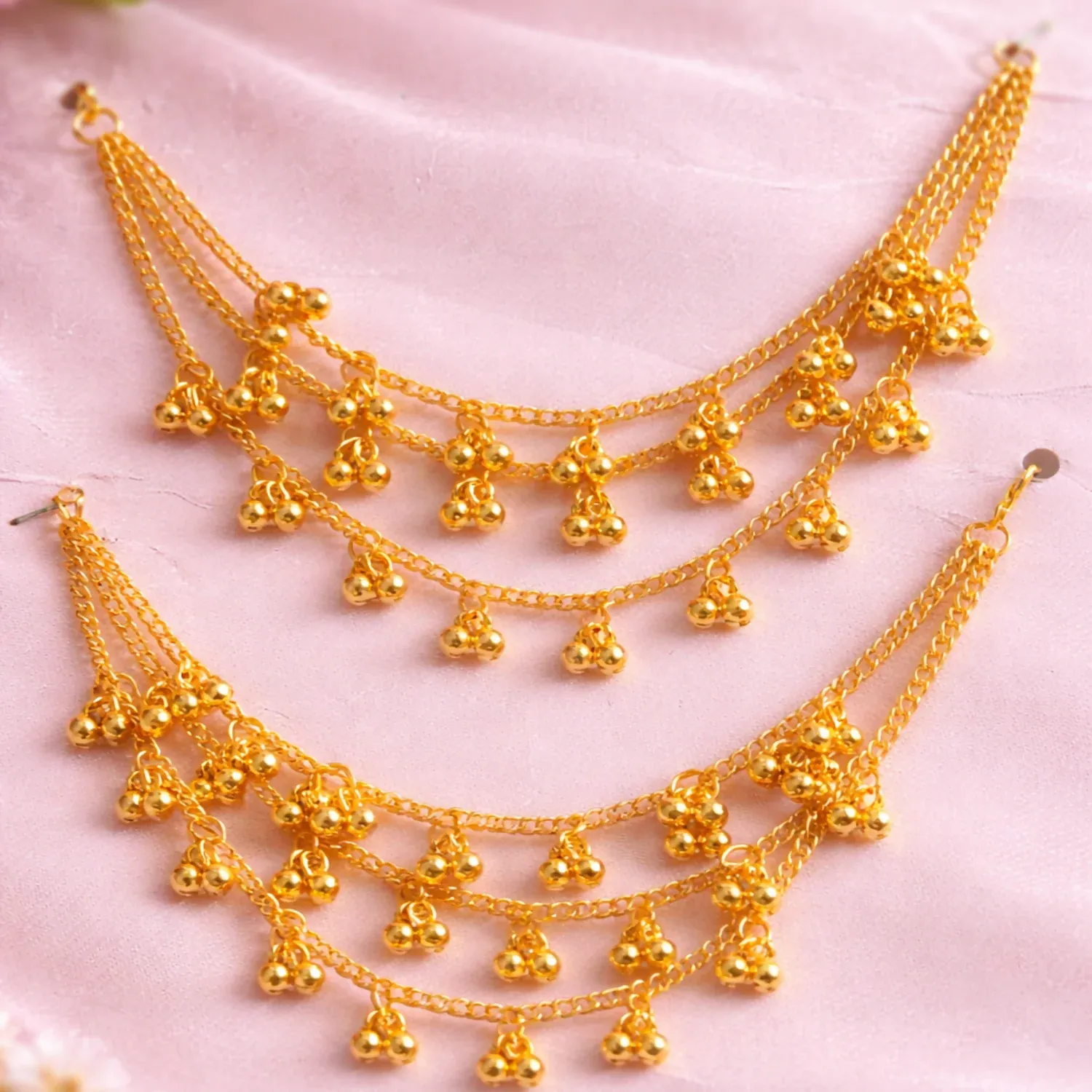 Premium Traditional Gold-Tone Layered Anklet Set Festive Wear Dangling Charm Anklet Pair - Buy Online at Alikart