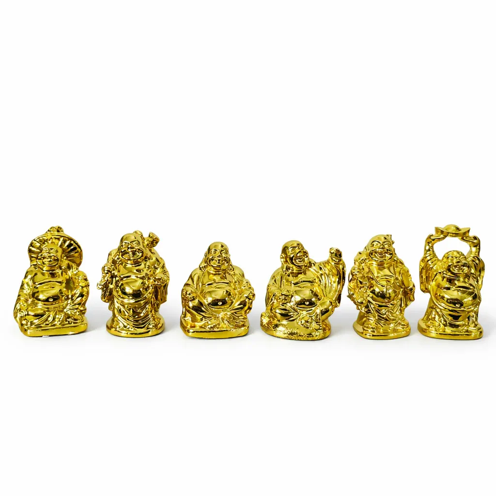 Laughing Buddha Idol Set of 6 for Home & Office Decor - Detailed Feature View 1