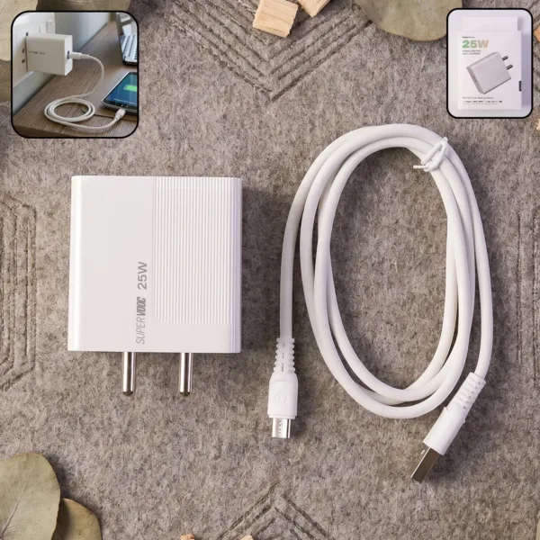 25W Fast Single USB Wall Charger with Micro USB Cable