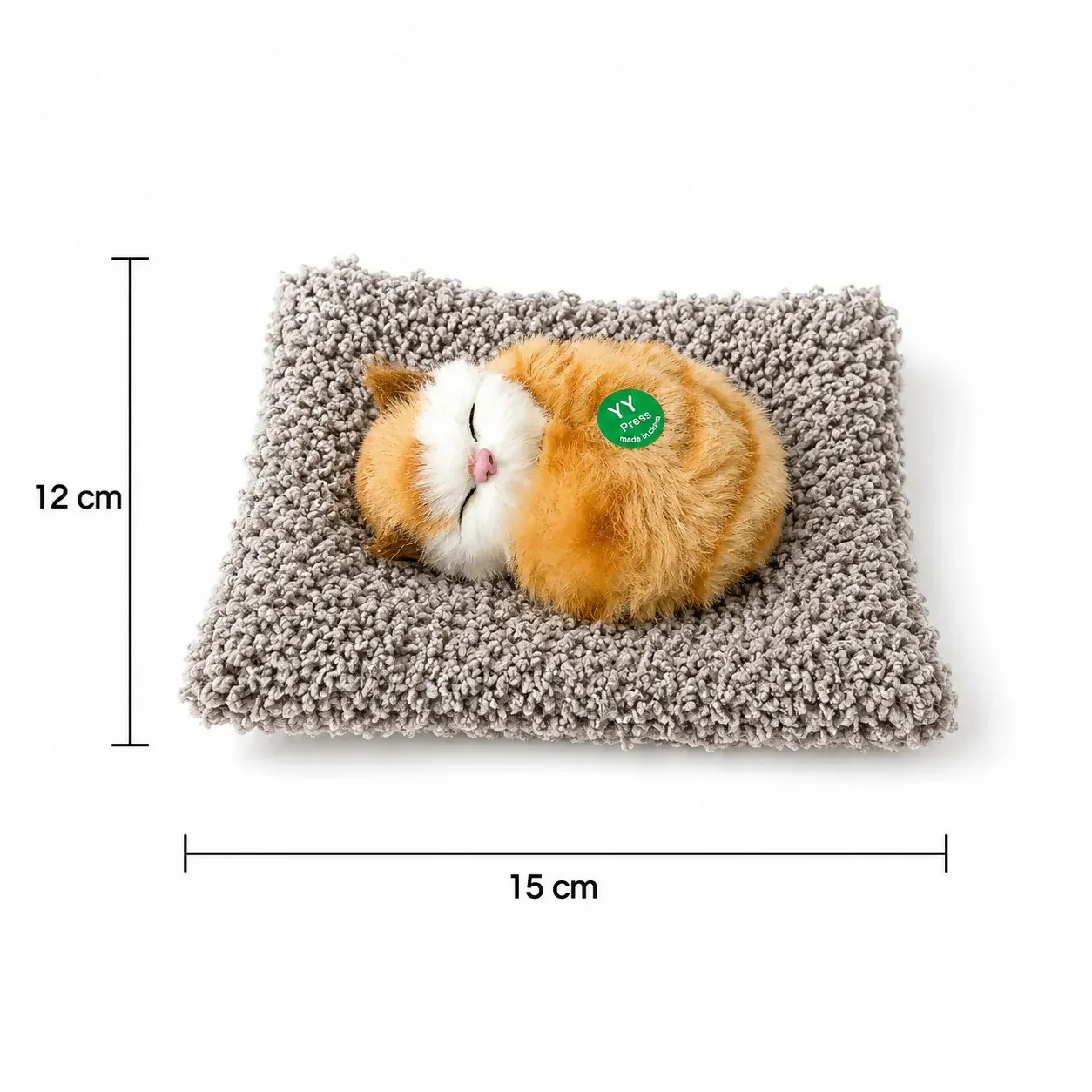 Sleeping Orange Cat Plush Toy with Cushion for Dashboard Decor - Detailed Feature View 5