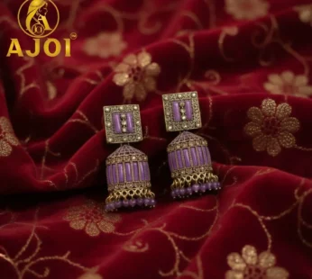 Royal Lavender Purple Designer Earrings with Elegant Drop and Beaded Accents