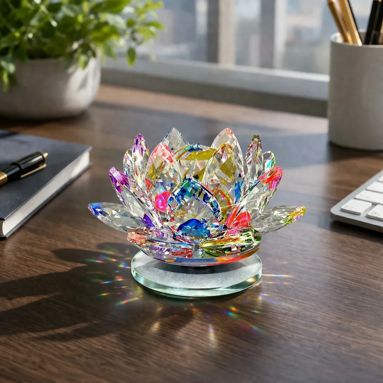 Crystal Cut Decorative Glass Lamp Shade Table Decor Showpiece - Detailed Feature View 2