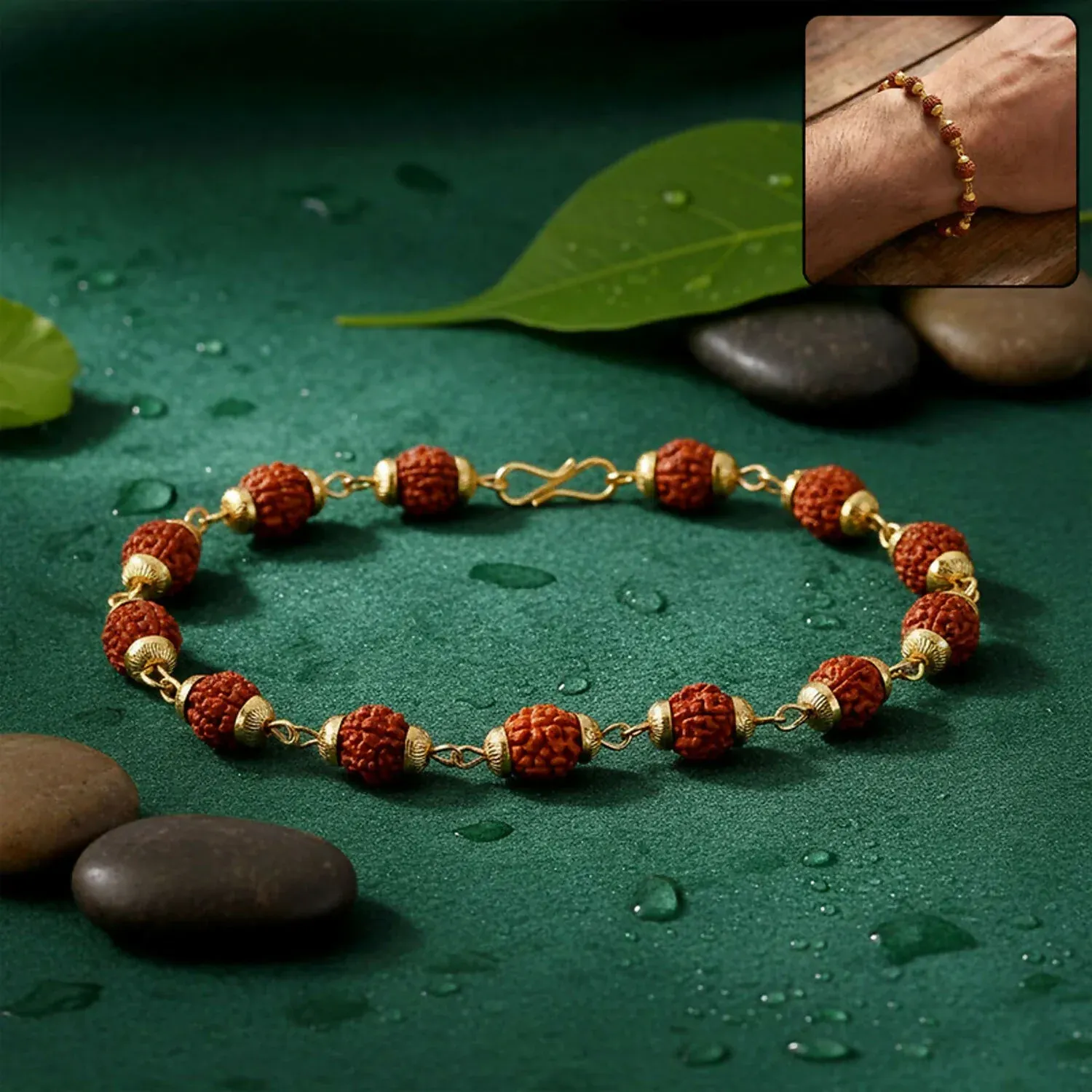 Hanuman Rudraksha Necklace Mala With Bracelet Combo - Detailed Feature View 2