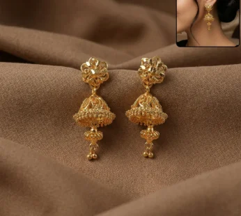 Royal Ethnic Gold Jhumka Earrings with Intricate Detailing
