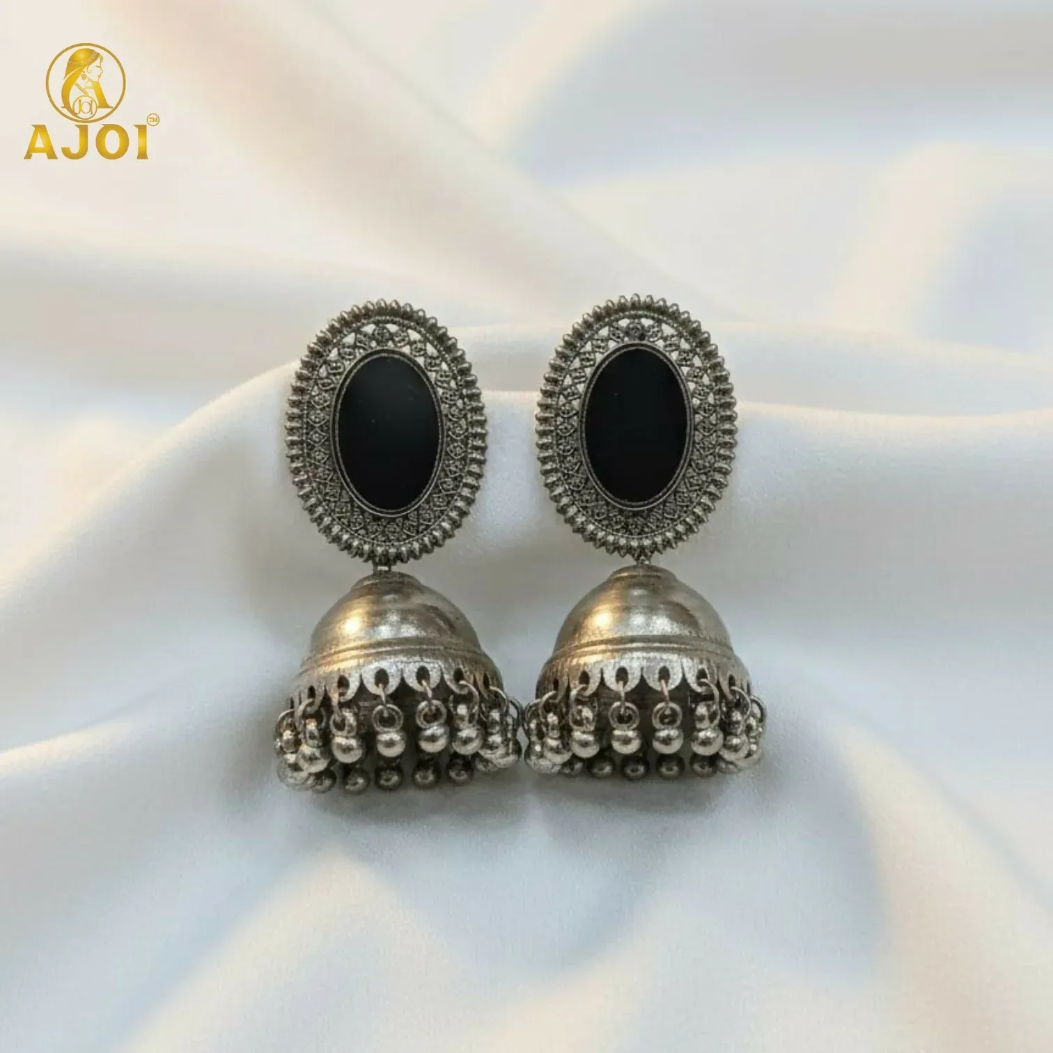Premium Antique Silver Mirror Jhumka Earrings - Buy Online at Alikart