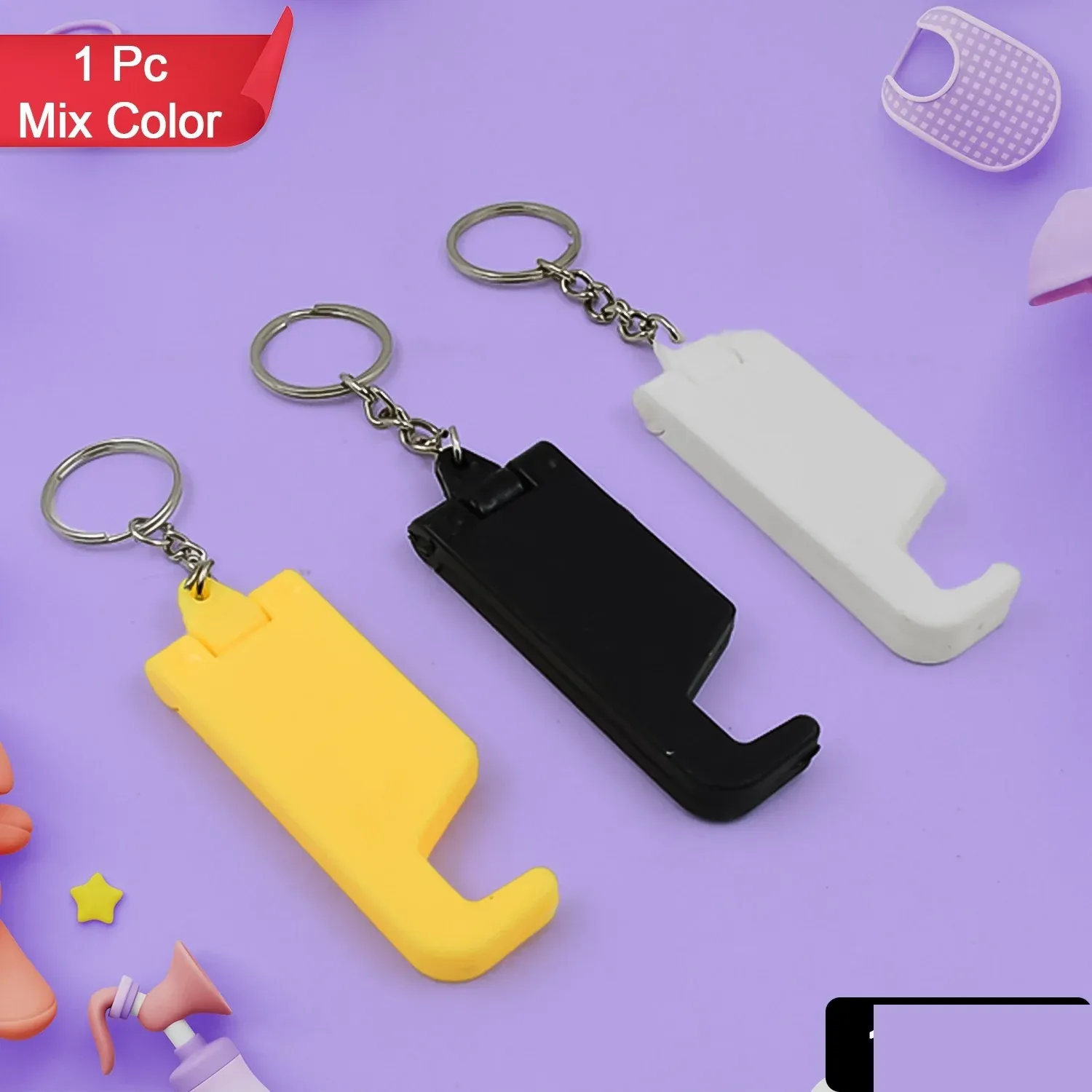 Keychain Mobile Stand – 2-in-1 Phone Holder | PHOBIA - Detailed Feature View 1