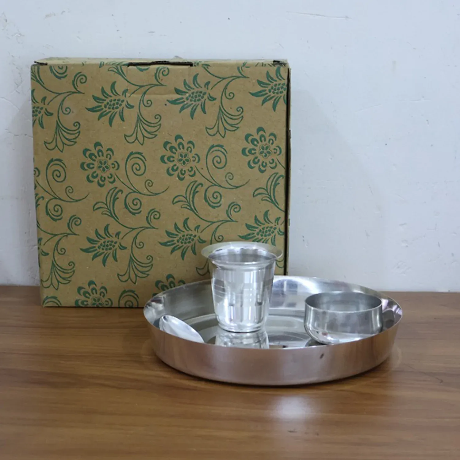Stainless Steel Pooja Thali Set – Complete 4-Piece Dining Set - Detailed Feature View 6
