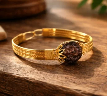 Rudraksha Gold Plated Bracelet Spiritual Healing Bead Kada for Men
