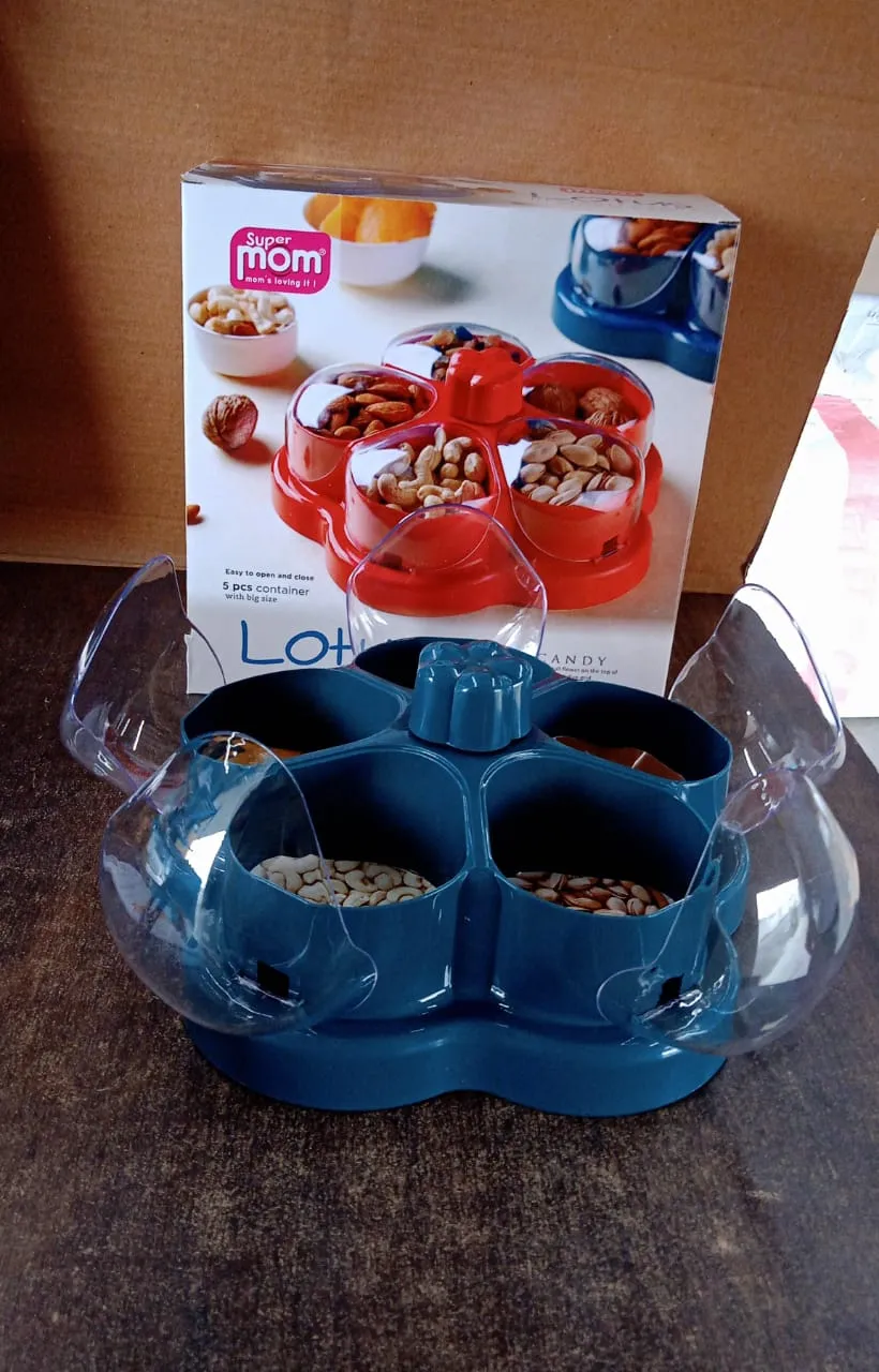 Lotus Shape Rotating Dry Fruit Snack Organizer – Multi-Compartment - Detailed Feature View 6