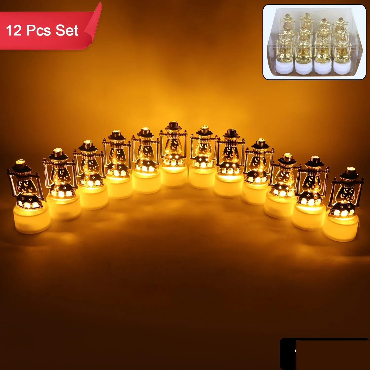 Lantern Style Flameless LED Candles – Safe Vintage Ambience (12 Pc) - Detailed Feature View 1