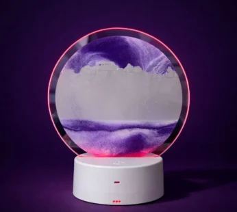 LED Round Static Purple Sand Art Lamp | Ambient Decorative Night Light Décor