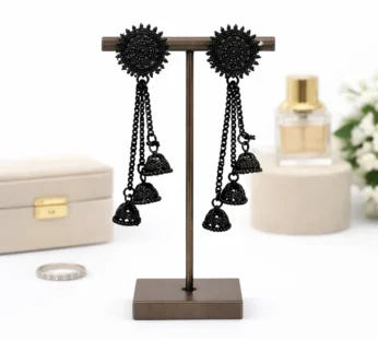 Bold black oxidised jhumka earrings