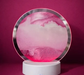 LED Round Static Pink Sand Art Lamp | Ambient Decorative Night Light Home Décor