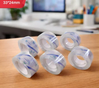 Crystal Clear Cello Tape Rolls – 33x24mm, 6 Pack