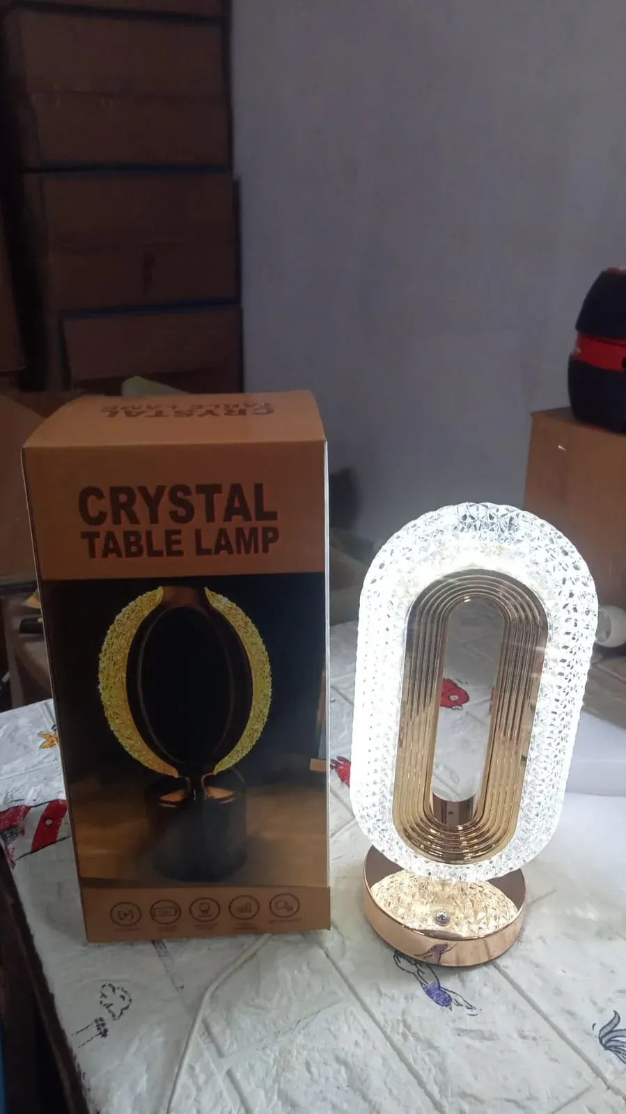 Touch Control Crystal Table Desk Lamp, 3-Way Dimmable Light, USB Rechargeable Crystal Diamond Table Lamp, Exquisite Night Stand Light Lamp Beside Lamp for Bedroom Living Room, Decorative Desk Lamp, Diwali - Detailed Feature View 8