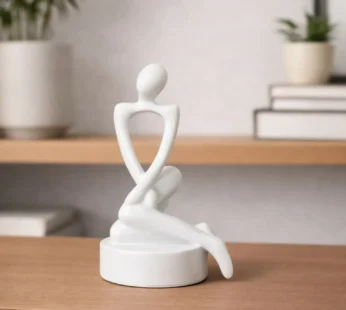 Abstract Sitting Man poly-resin Sculpture Modern White Showpiece for Home Decor
