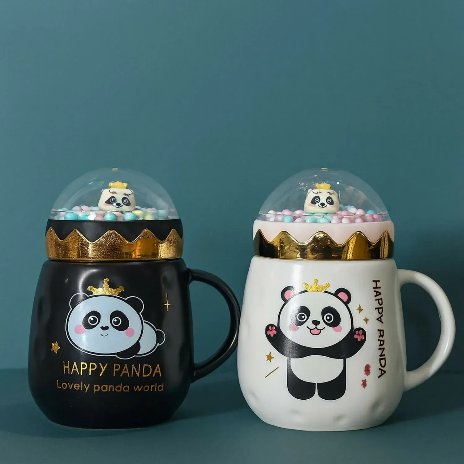 Panda Ceramic Mug with Dome Lid – Cute Gift for Kids & Girls - Detailed Feature View 2