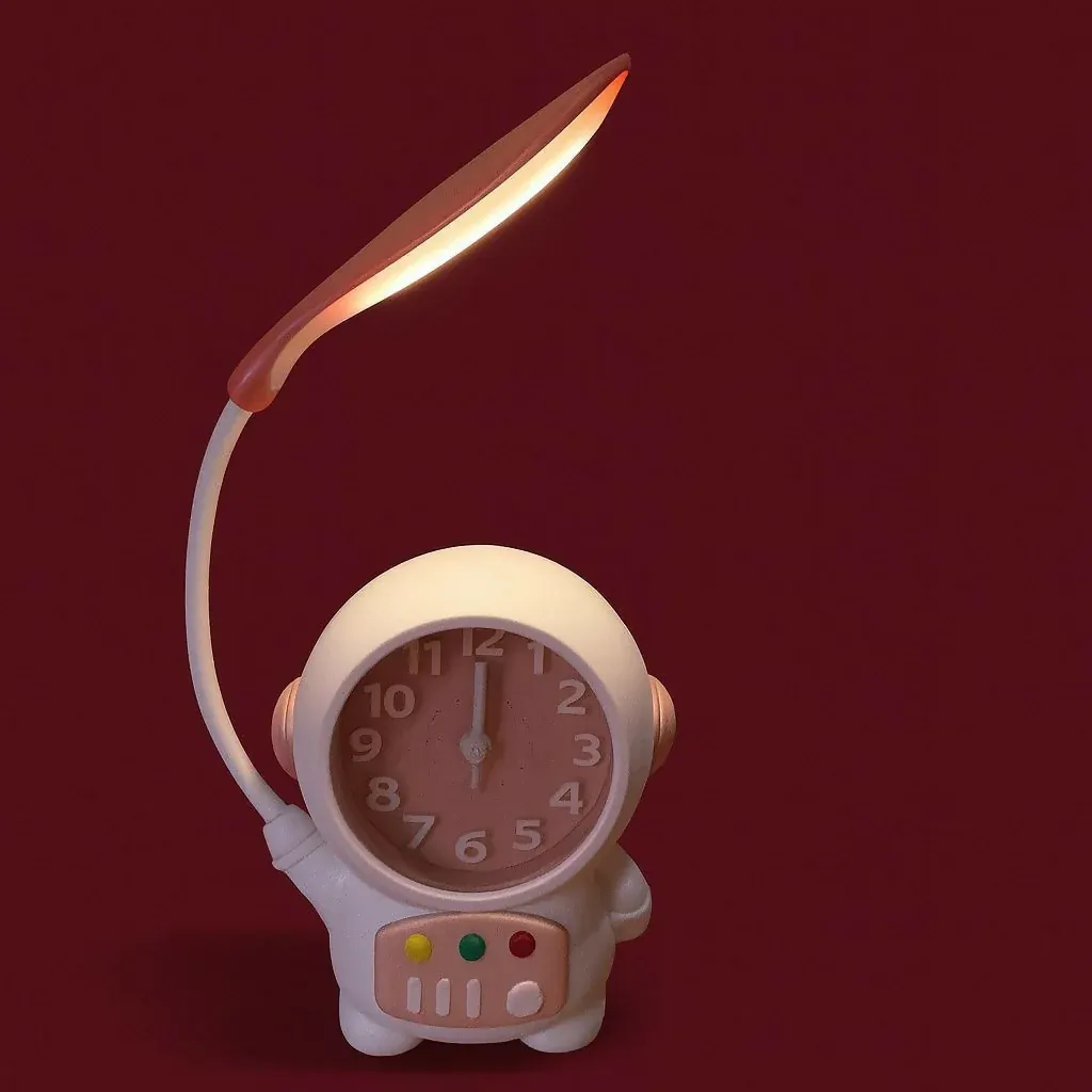 Astronaut Desk Lamp with Alarm Clock for Kids Room, Study Table & Bedside - Detailed Feature View 2