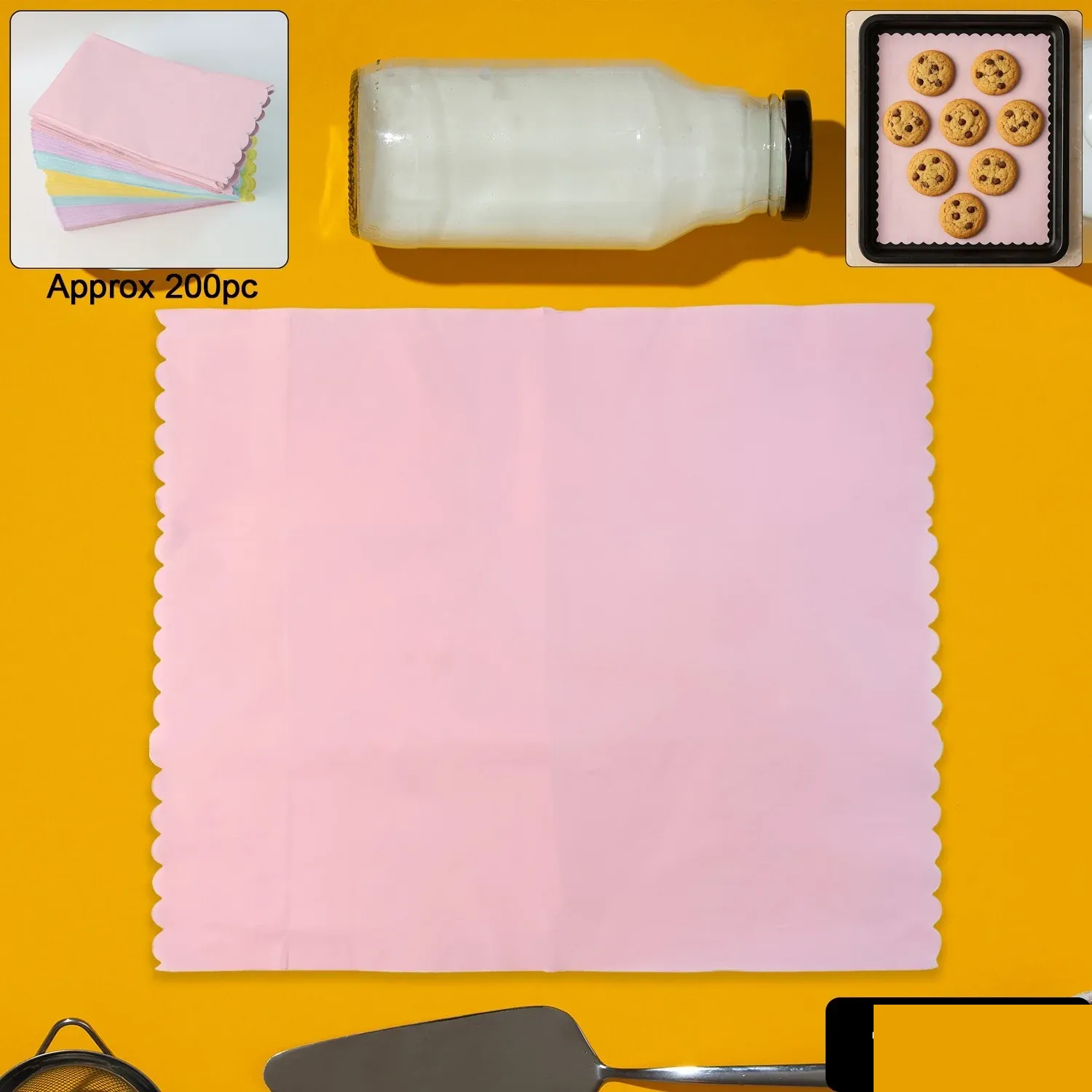 200 Pcs Multi-Color Oil-Absorbing Baking Paper Sheets - Detailed Feature View 2