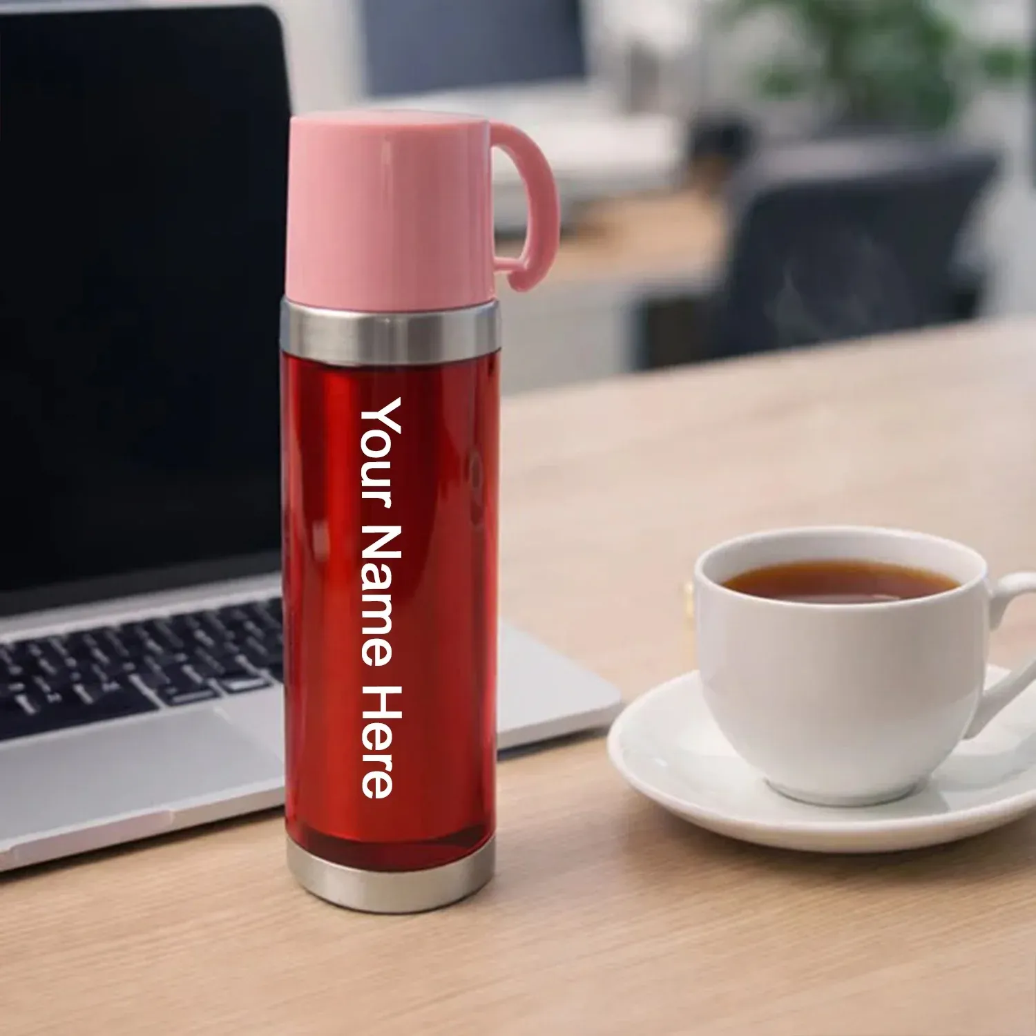 Premium Insulated Travel Mug – Handle Lid & Stainless Steel Base 500ml - Buy Online at Alikart