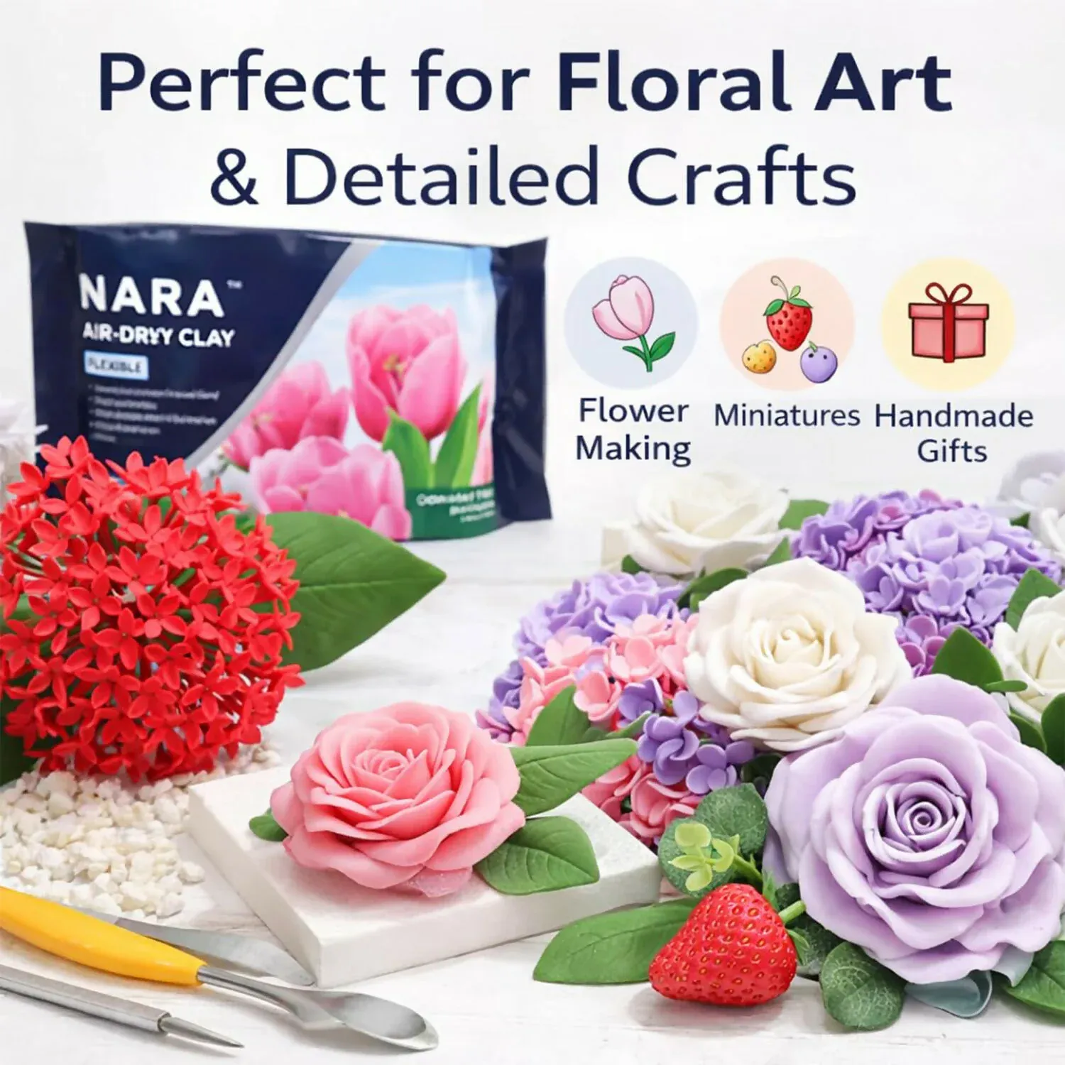 NARA Air-Dry Clay for Sculpting, DIY Crafts & Modeling Projects (250 g) - Detailed Feature View 2
