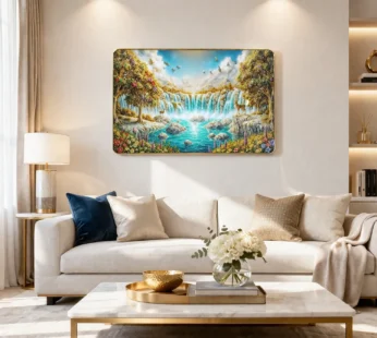 Premium 3D Waterfall Wall Décor with Golden Frame