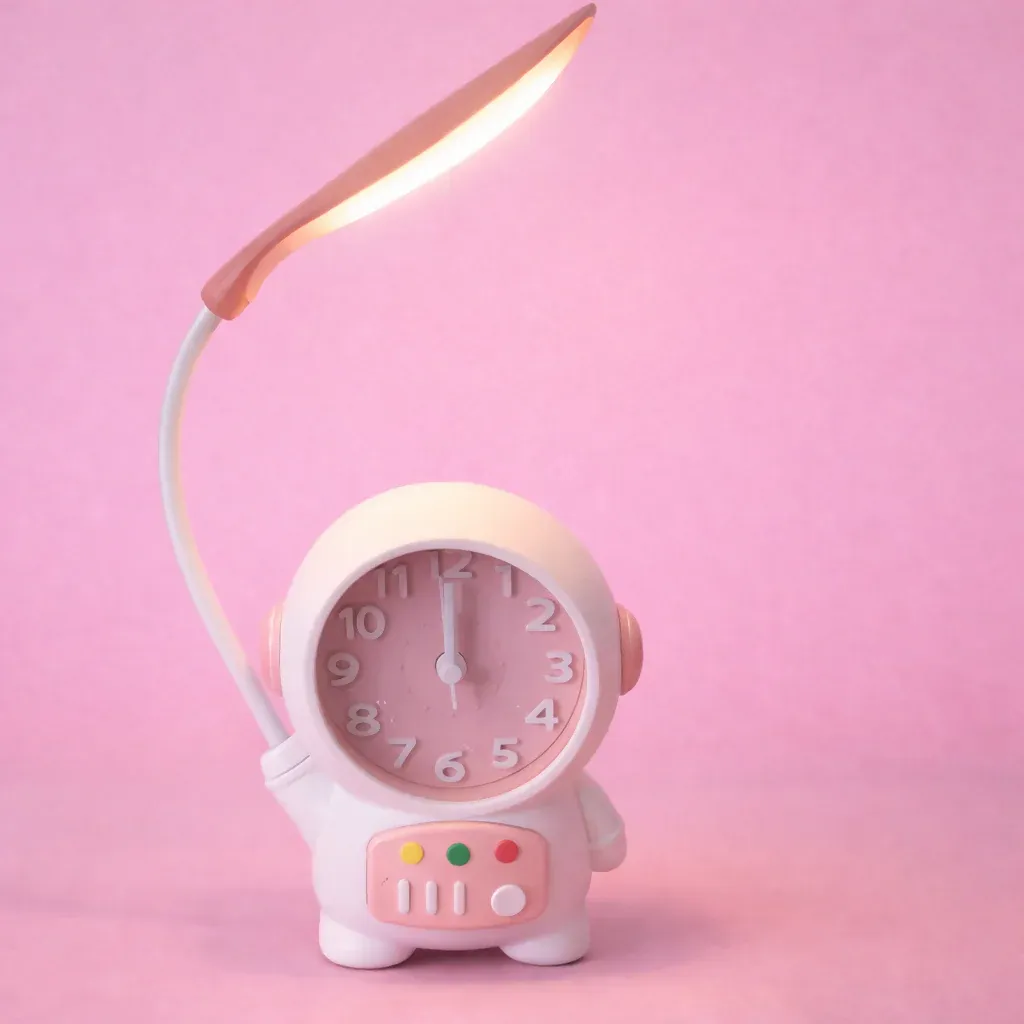 Astronaut Desk Lamp with Alarm Clock for Kids Room, Study Table & Bedside - Detailed Feature View 1