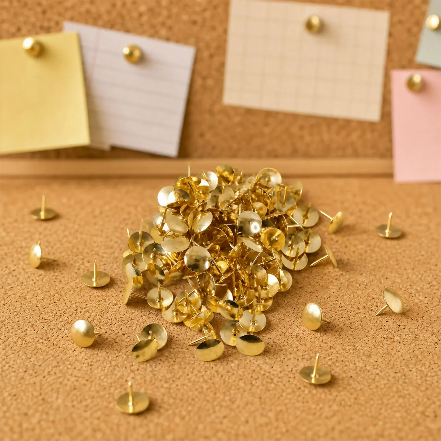 Golden Metal Drawing Pins for Notice Board, Office & School Use 100 No's - Detailed Feature View 3