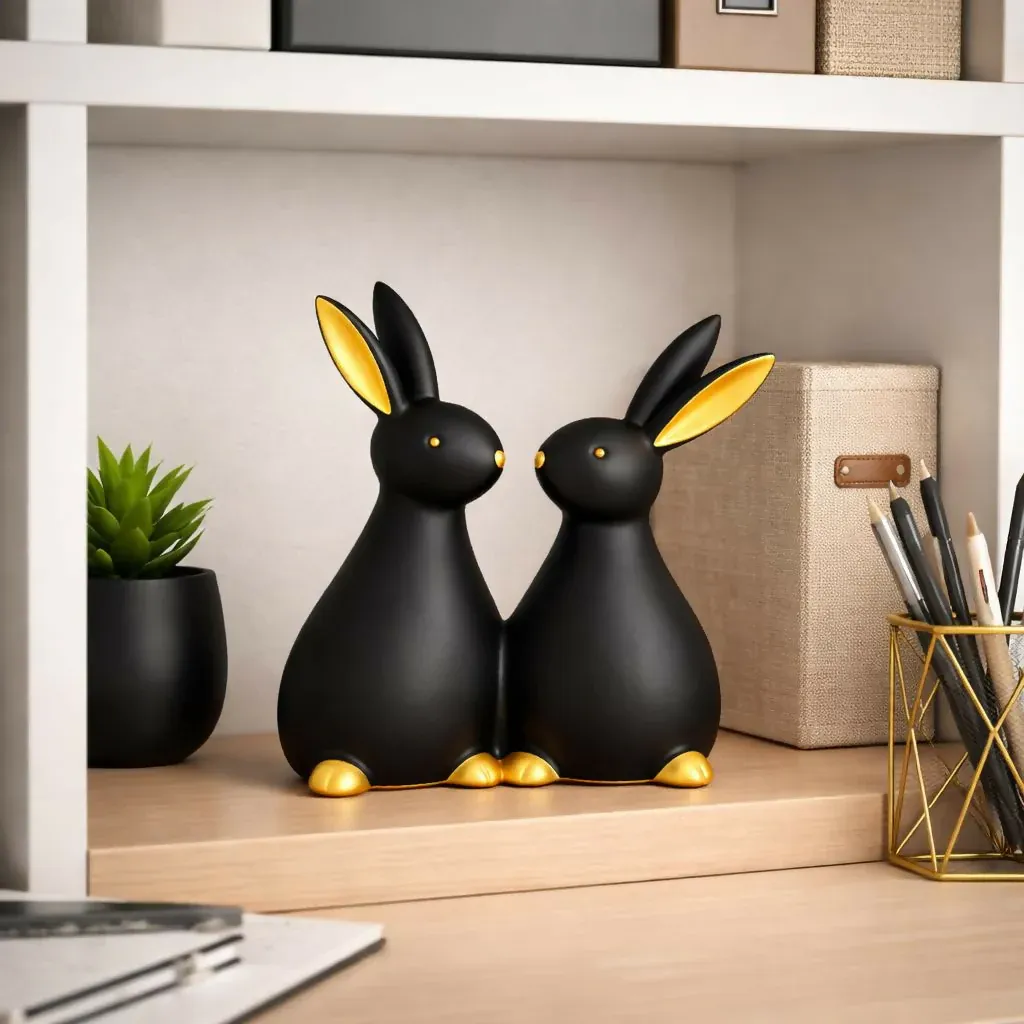 Premium Rabbit Showpiece – Elegant Gold Accents & Modern Decor - Buy Online at Alikart