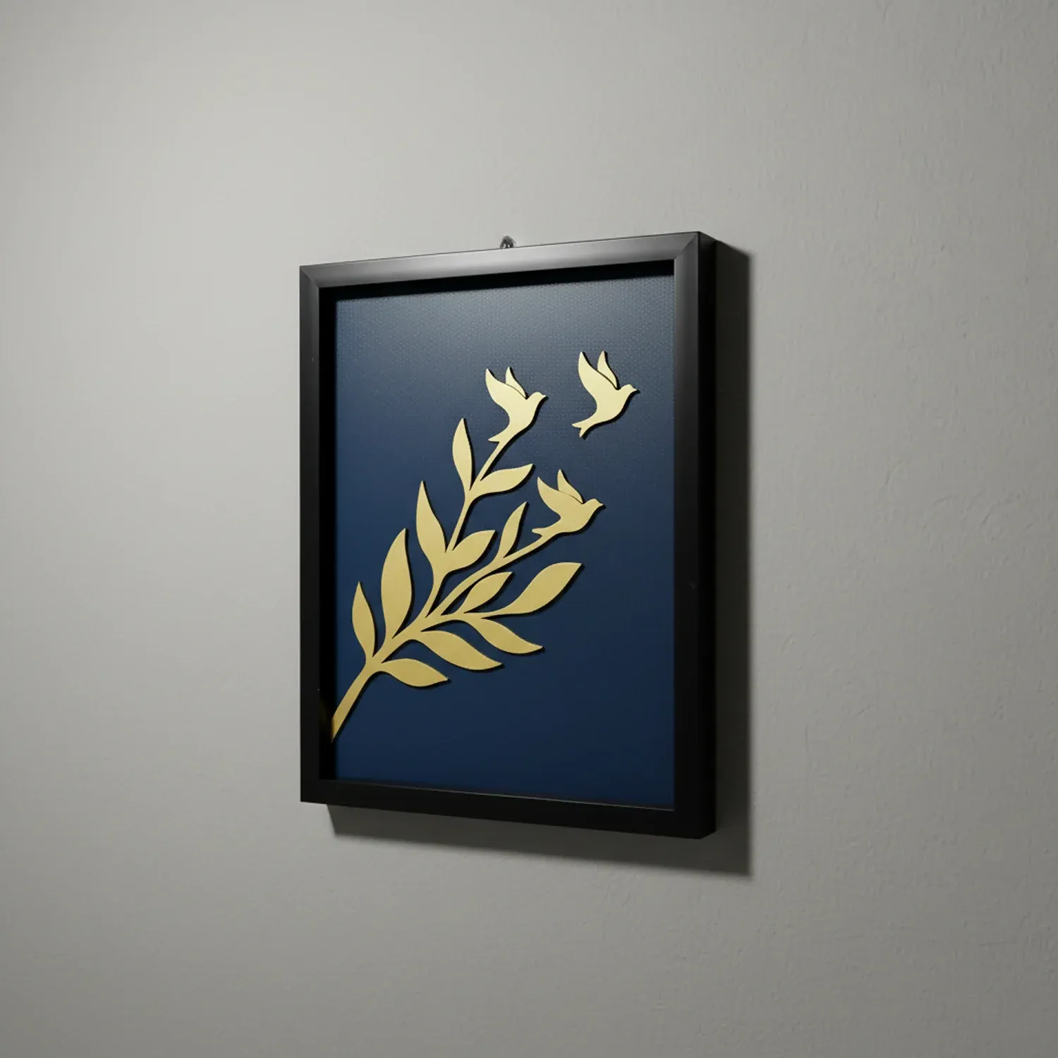 Luxury 3D Leaf & Birds Wall Art Frame | Modern Minimalist Wooden Wall Decor - Detailed Feature View 3