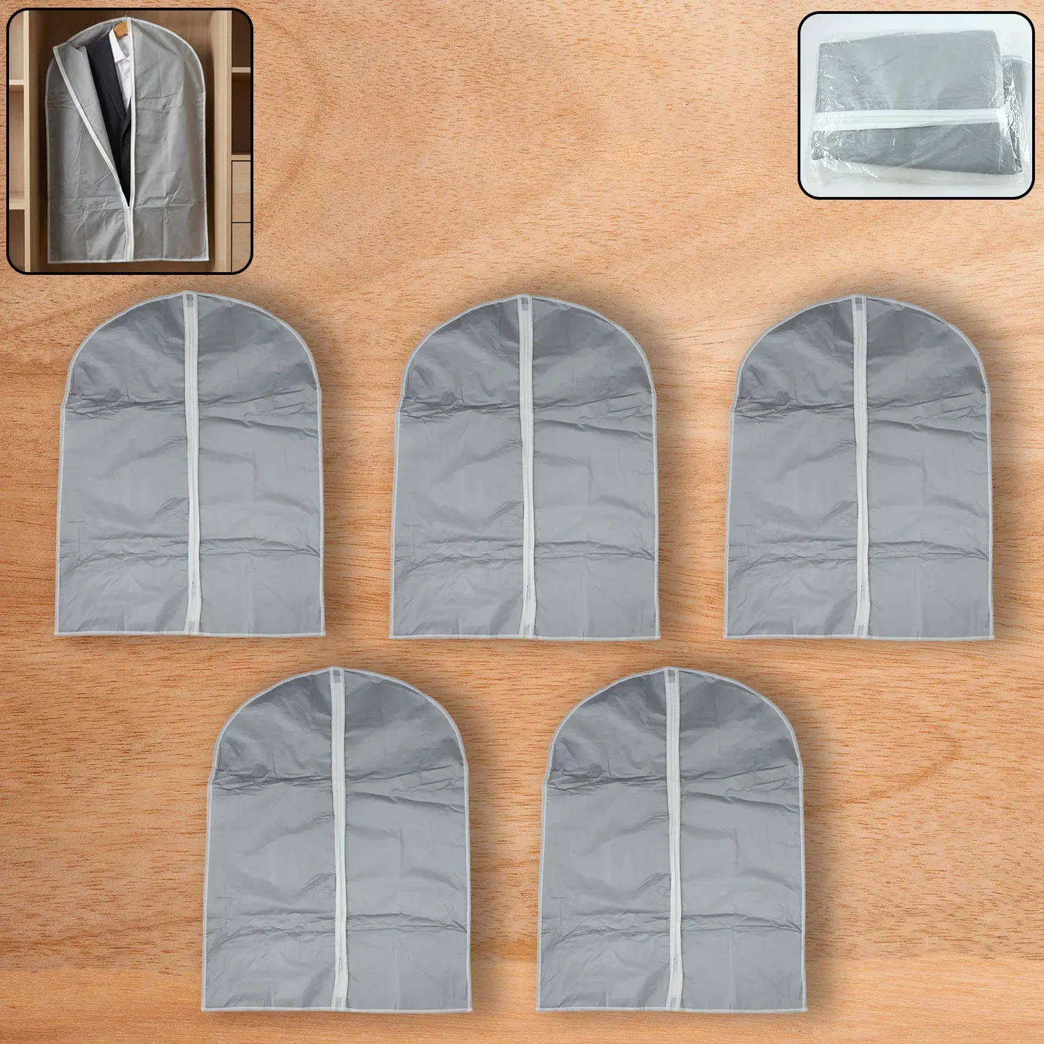 Premium Breathable Garment Suit Cover Set (5-Pack, 60x80cm) for Wardrobe Storage - Buy Online at Alikart