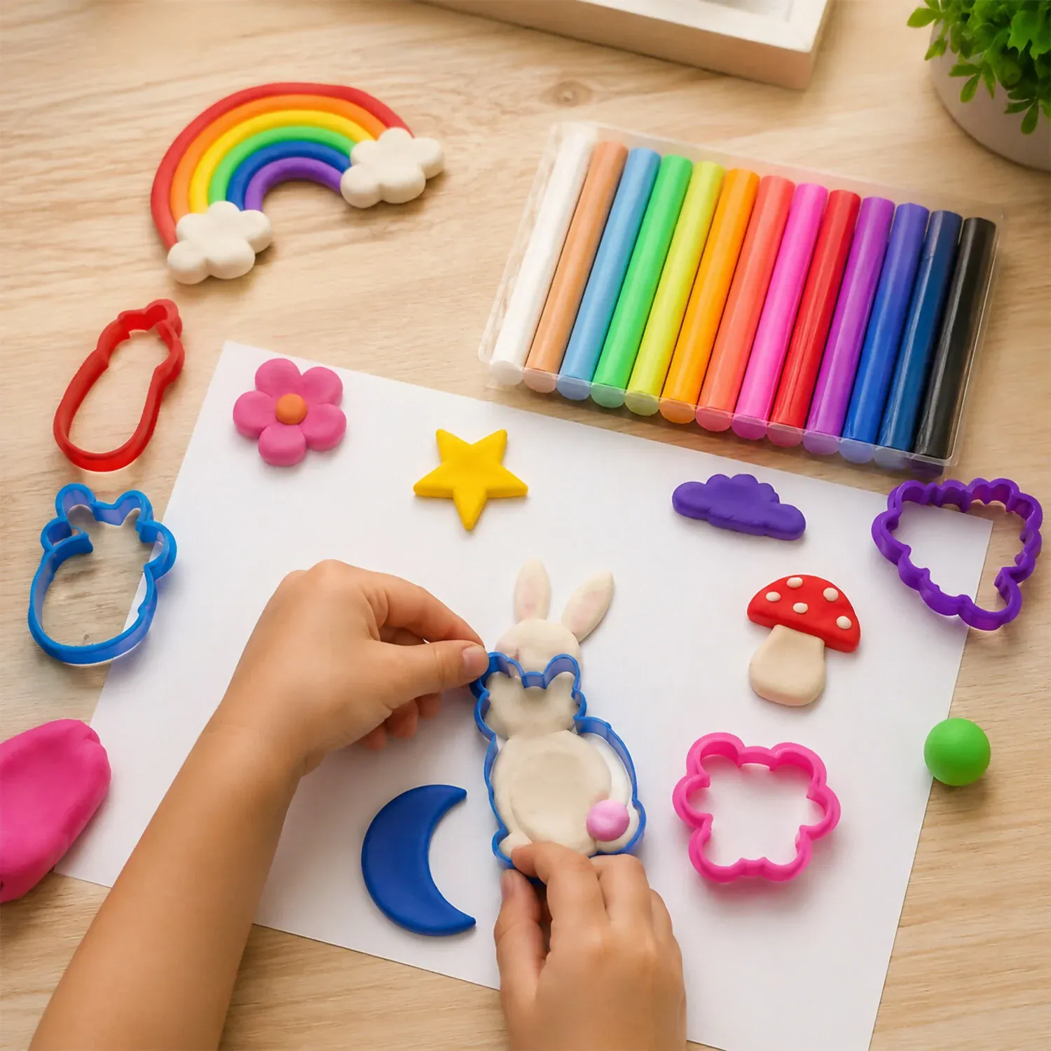 Nara Kids Colourful Modelling Clay Set with Shape Cutters & DIY Creative Play Kit 100 Gm - Detailed Feature View 4