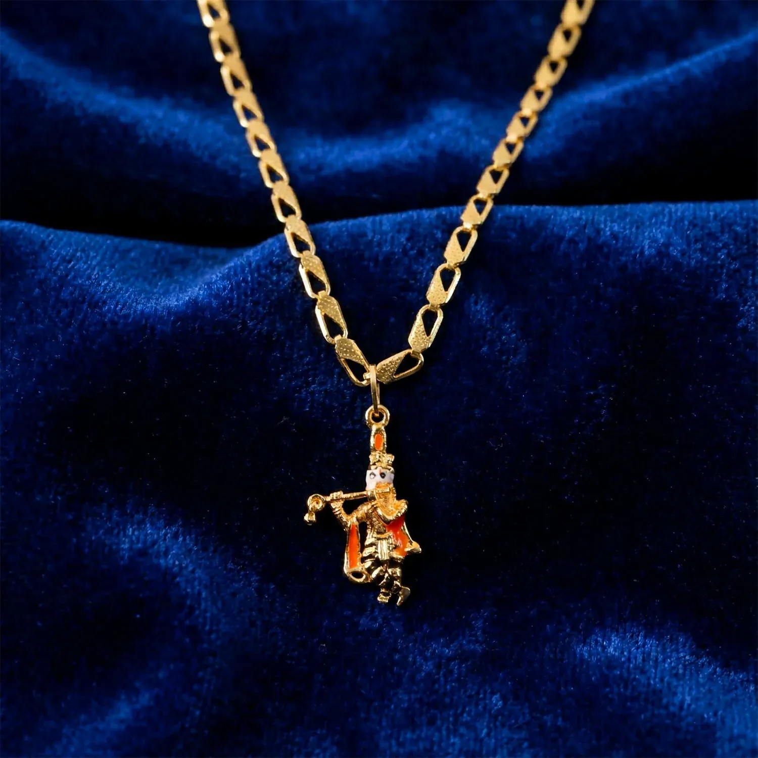 Lord Krishna Pendant with Chain – Eternal Divine Charm Necklace - Detailed Feature View 1