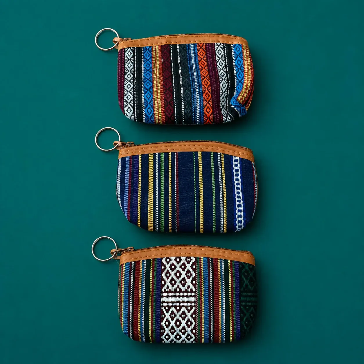Ethnic Printed Coin Pouch with Keychain for Women and Girls (any one) - Detailed Feature View 3