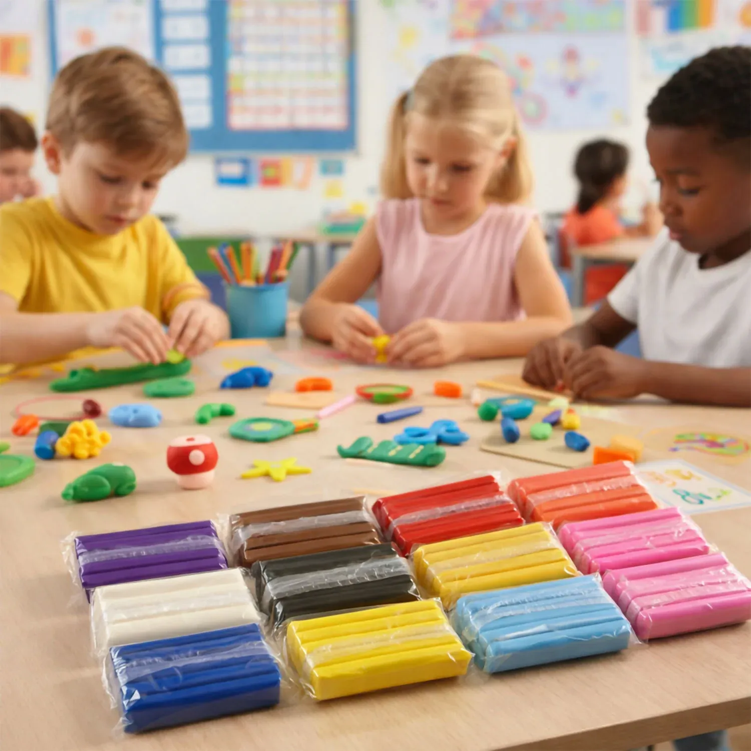 Kids Creative Modelling Clay – 24 Vibrant Bars DIY Craft Kit - Detailed Feature View 1