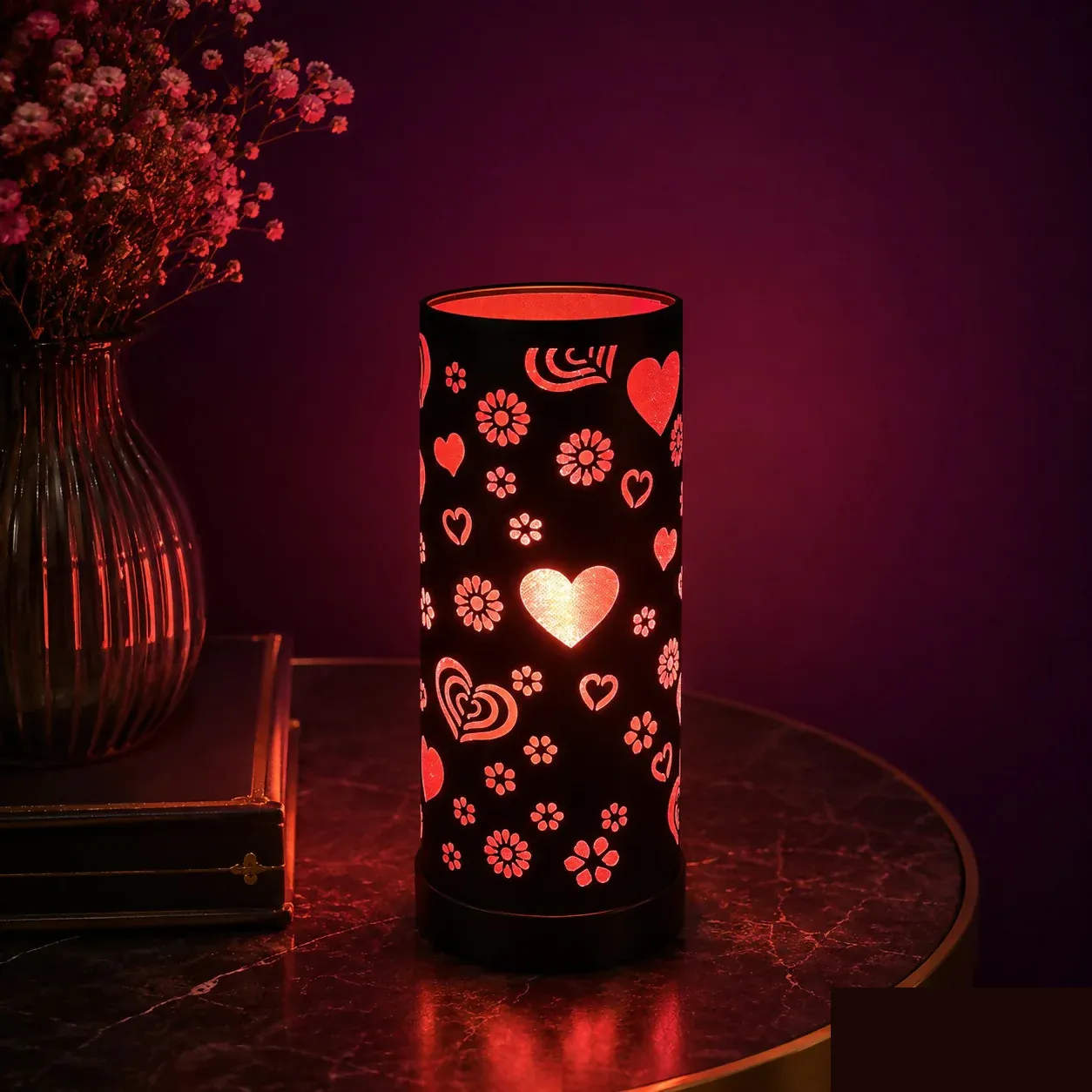 Premium Heart Pattern LED Table Lamp for Bedroom, Living Room and Home Decor (Color may vary 1 PC) - Buy Online at Alikart