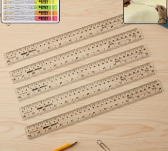Flexible Transparent 30cm Bendy Ruler with Dual Scale Marking & Name Strip – Unbreakable Plastic (Pack of 5 Pieces)