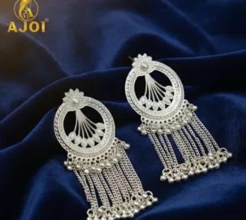Premium Silver Floral Chain Tassel Earrings with Elegant Drop Design